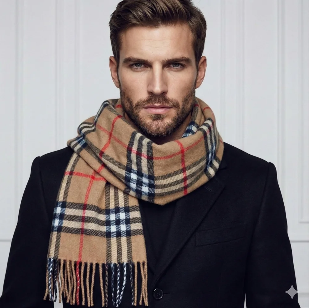 BURBERRYS EUC Classic Check Wool Scarf - Camel / Archive Beige UNISEX